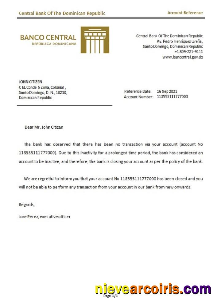 Dominica Central Bank closure reference